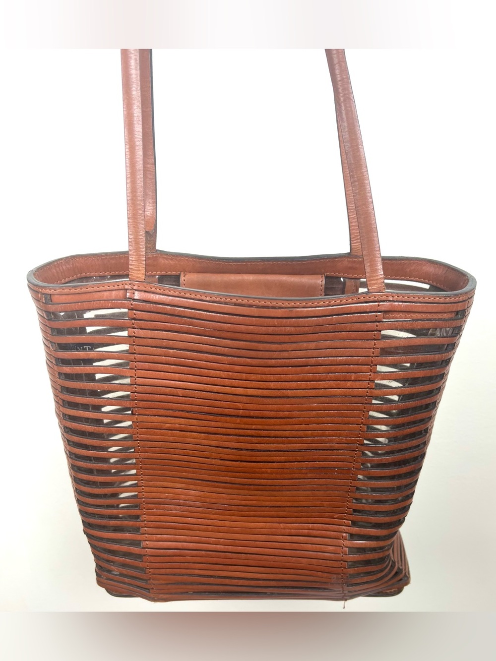Vintage 90’s Ann Taylor Woven Leather Shoulder Tote Bag